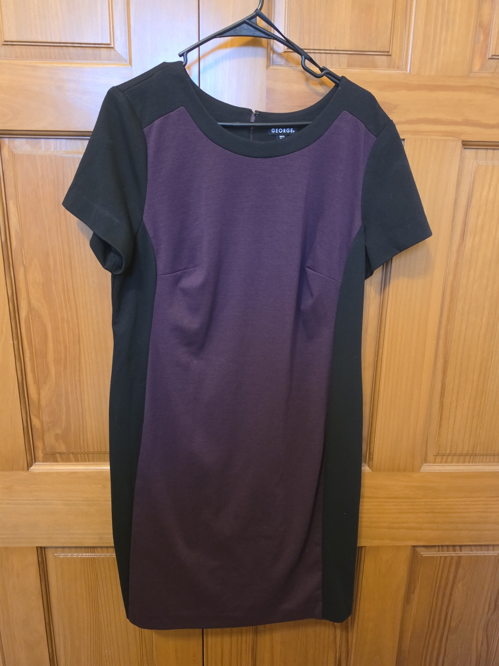 George Purple and Black Ponte Colorblock Sheath Dress